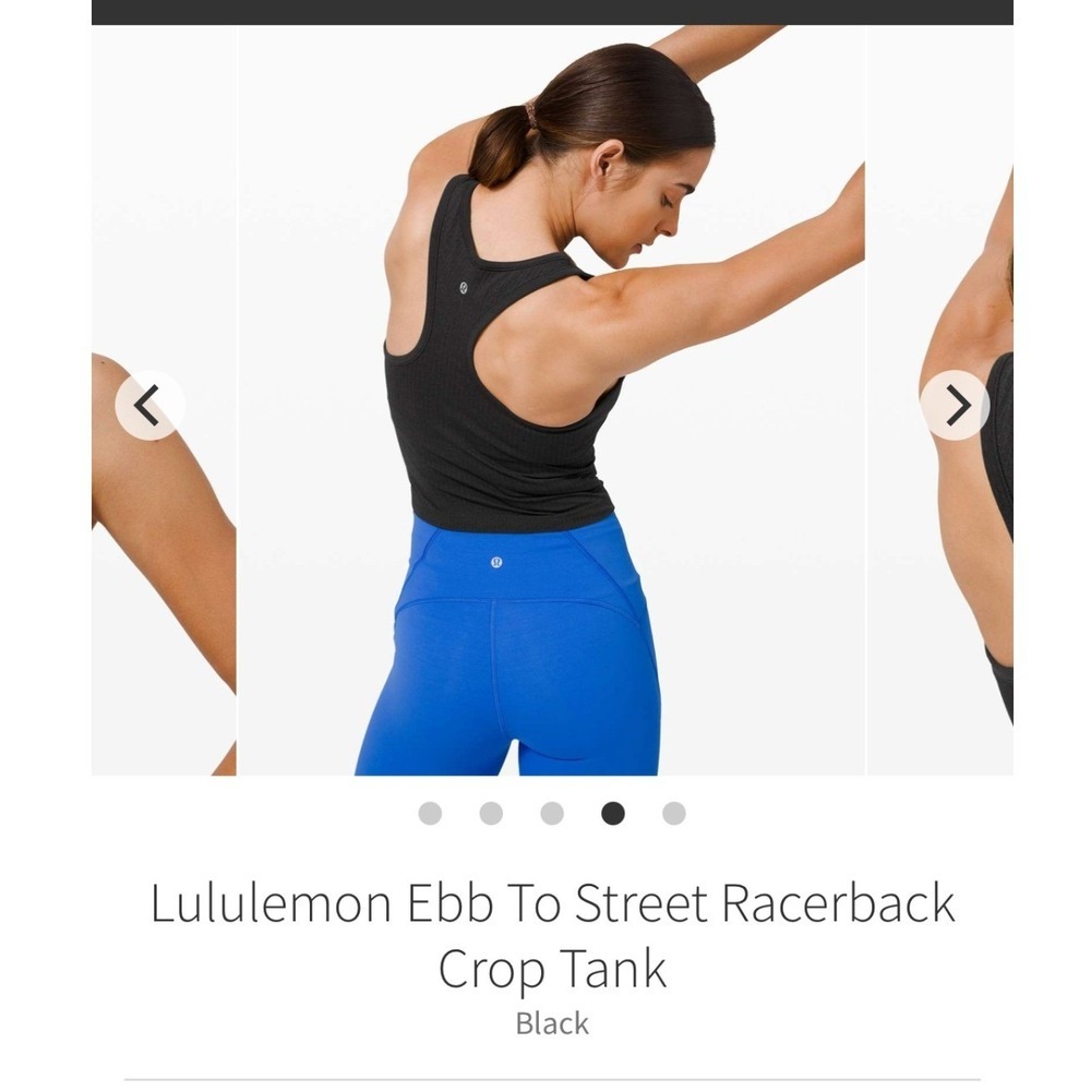 NEW Lululemon Ebb To Street Racerback Crop Tank Size 4 Black Ribbed